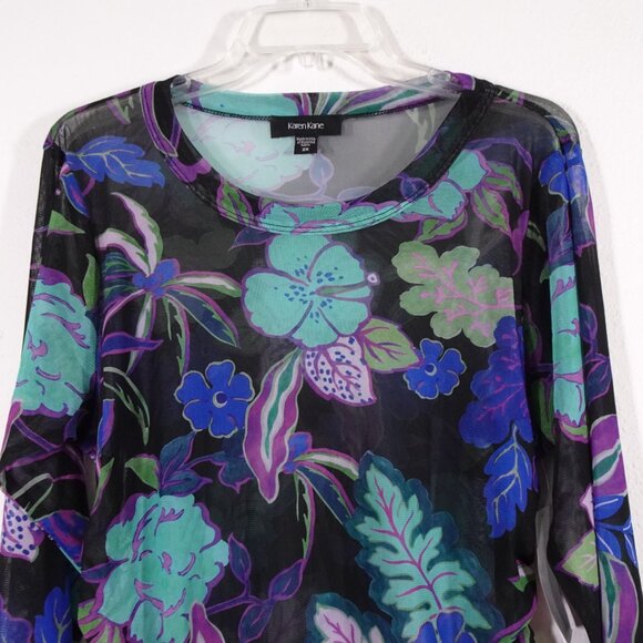 Karen Kane Mesh Top Women's Plus Size 2X Multicolor Hippie Festival Boho Resort - Picture 2 of 10